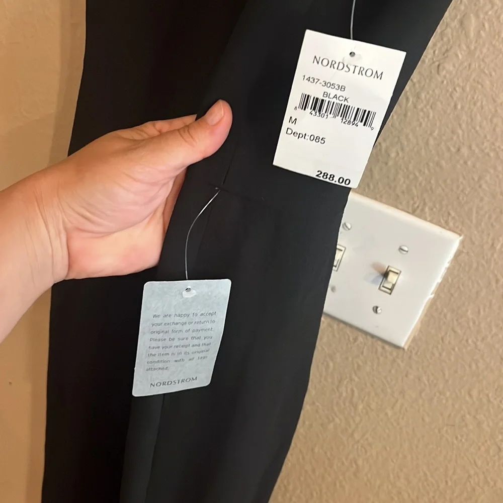 Dress the Population Black Iris Slit Crepe V-neck Gown Dress - Picture 8 of 10